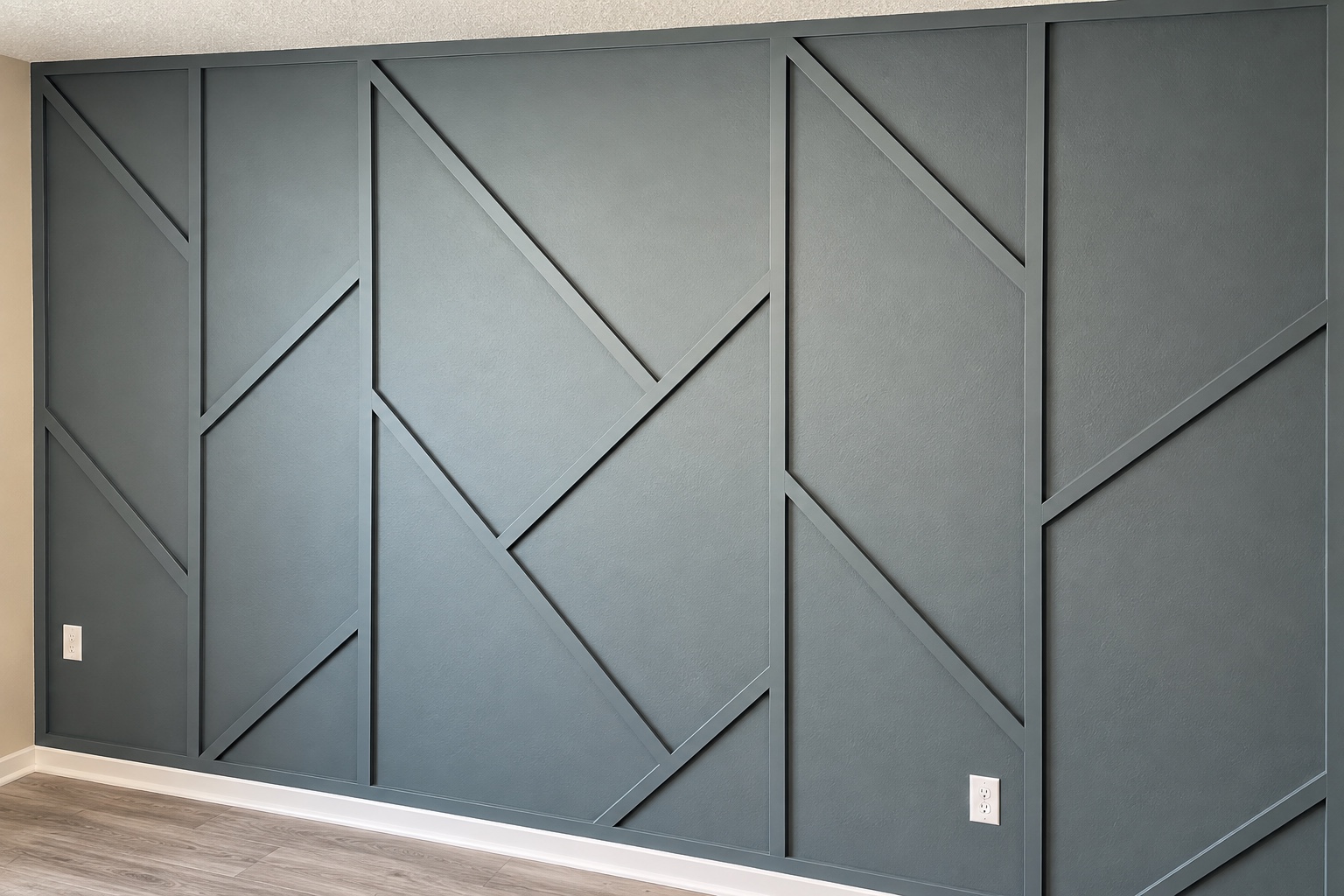 Blue gray geometric accent wall