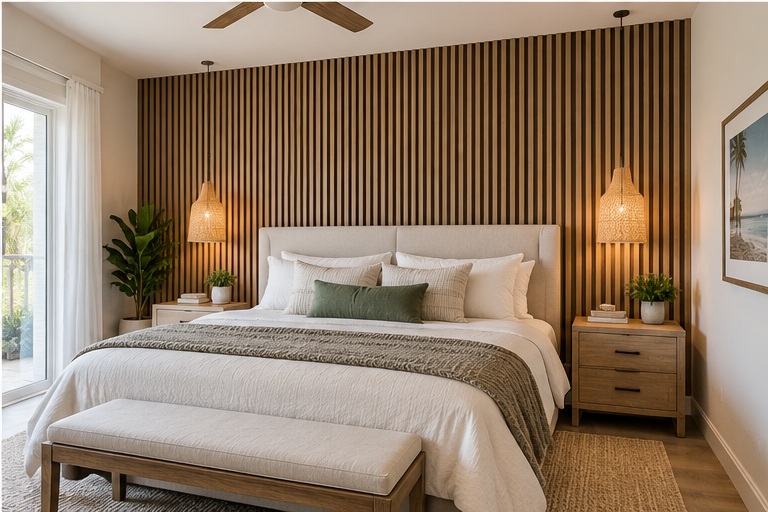 Vertical wood slat accent wall inspiration